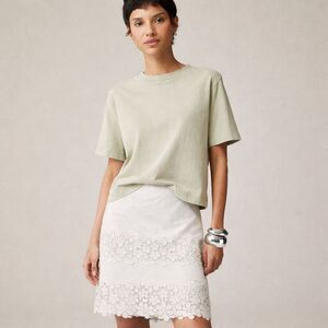 J.Crew White Floral Lace Mini Skirt | Cotton Blend | Coastal Quiet Luxury | 00